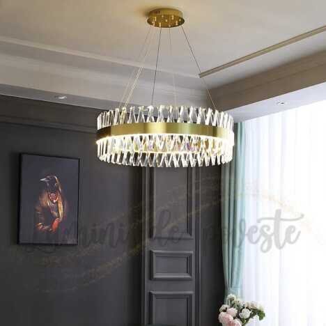 Candelabru LED 50 W Krystal Mixy 40, LED inclus, 1 surse de iluminare, Telecomanda, Dimabil, Lumina: